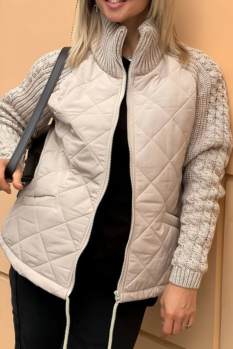 BRIGHT™ | Knitted patchwork zip jacket