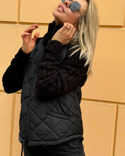 BRIGHT™ | Knitted patchwork zip jacket