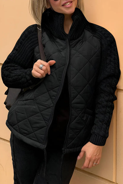 BRIGHT™ | Knitted patchwork zip jacket