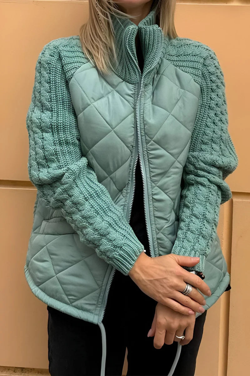 BRIGHT™ | Knitted patchwork zip jacket