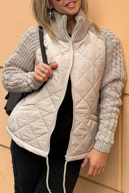 BRIGHT™ | Knitted patchwork zip jacket
